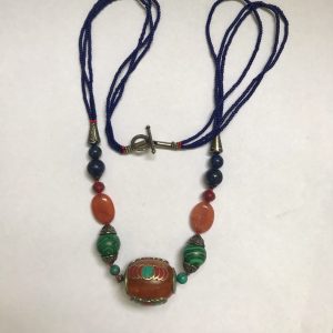 Agate and Lapis Beaded Necklace